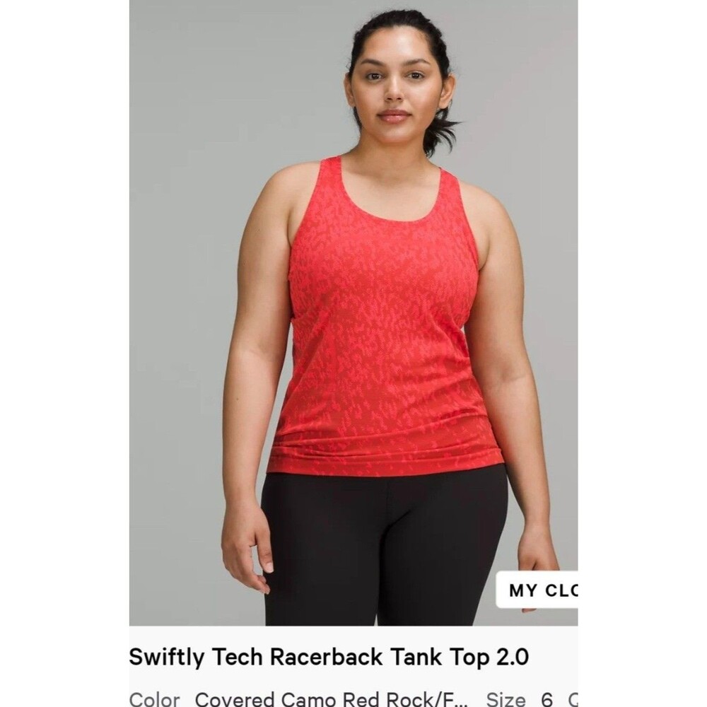 Lululemon Swiftly Tech Racerback Tank top size 6 Camo red rock Cropped